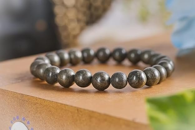 Pyrite Bracelet Money Magnet Bracelet Natural Gemstone Chakra Bracelet Reiki Healing Jewelry for Men & Women, Bead Size 8 mm