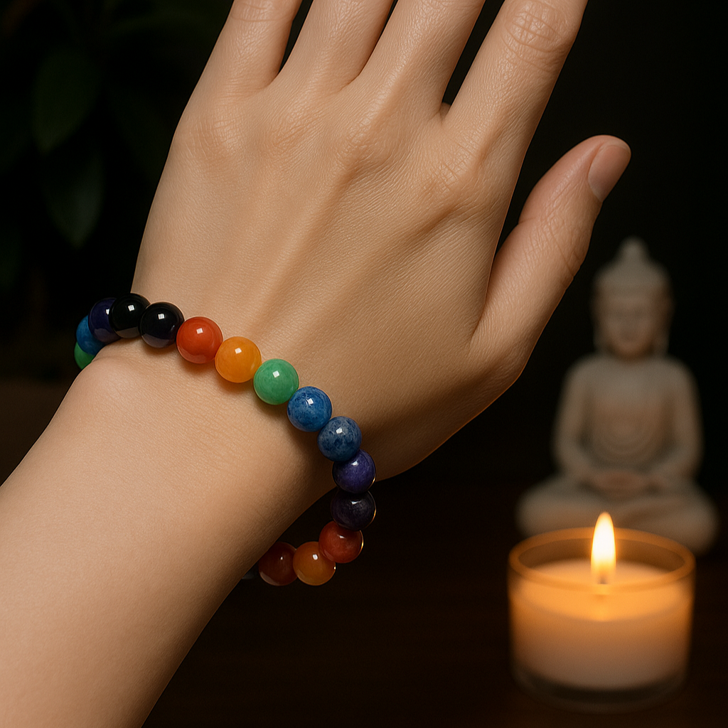 7 Chakra Bracelet for Men and Women | Seven Natural Stone 8mm Beads Bracelet | Energy Healing, Balance, and Spiritual Wellness